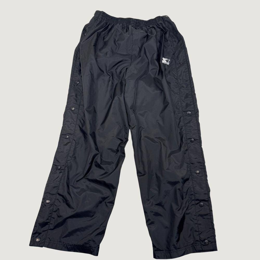 Vintage Starter Breakaway Nylon Track Pants Women XL Black Lined Windbreaker‎